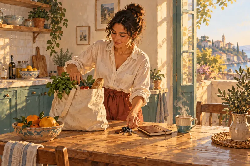 Small everyday actions while organising groceries in a kitchen.
