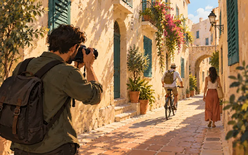 Illustrazione di un gruppo che esplora la fotografia di strada.